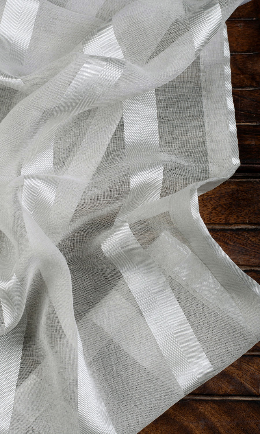 Striped Sheer Window Treatments Fabric Sample (Grey)