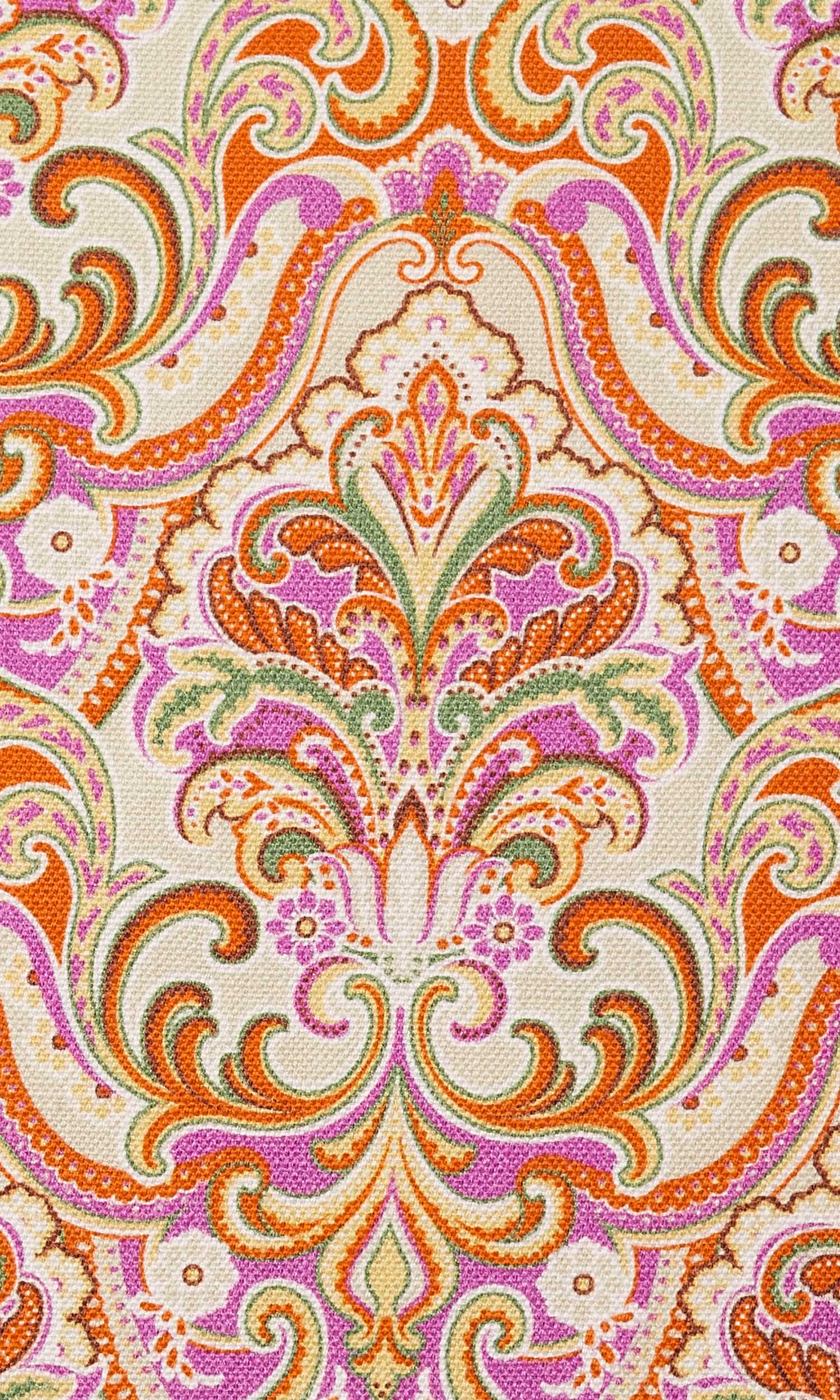 Fleur De Lis Print Home Textile Fabric Material By the Metre (Orange/ Purple)