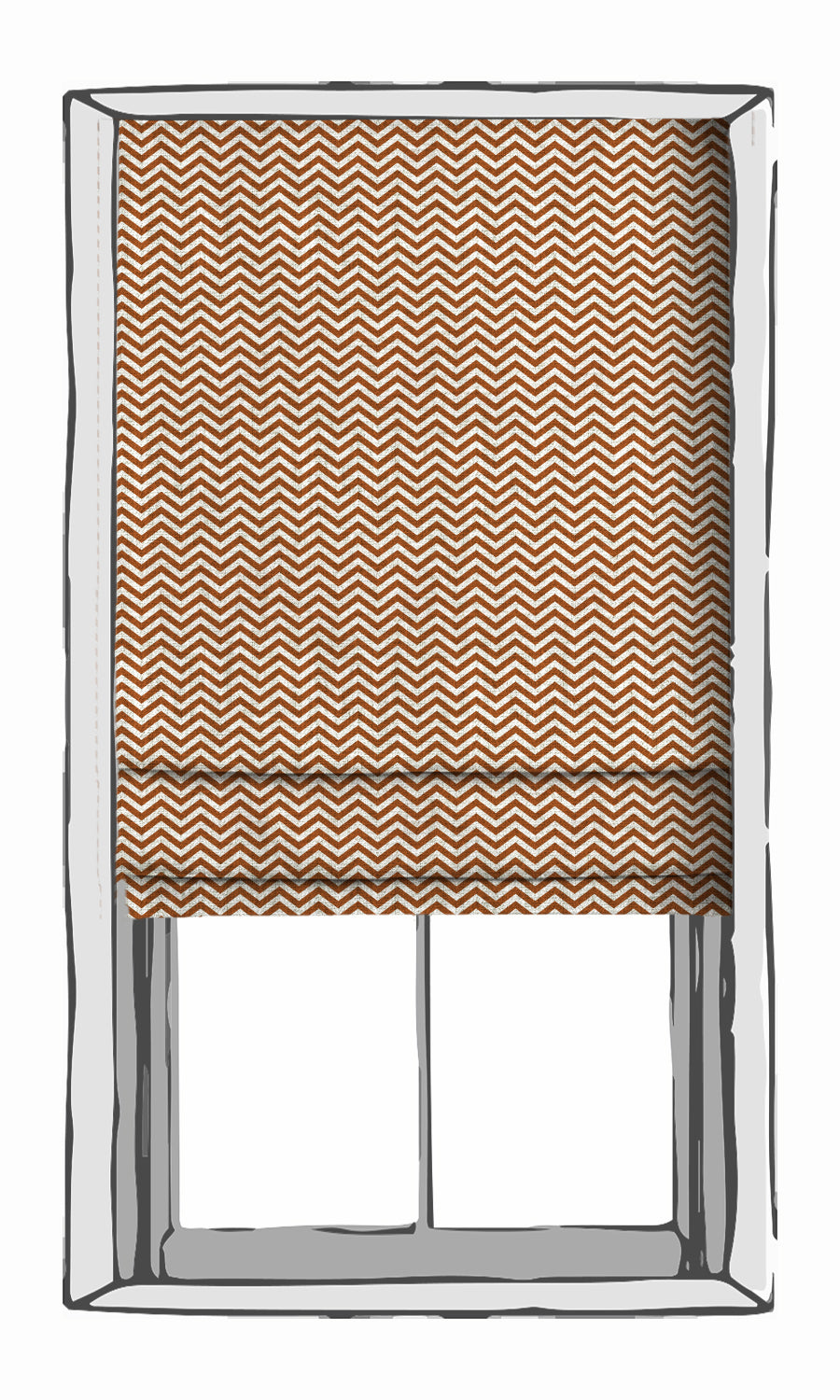 Chevron Print Free Fabric Material Sample (Burnt Orange/ White)