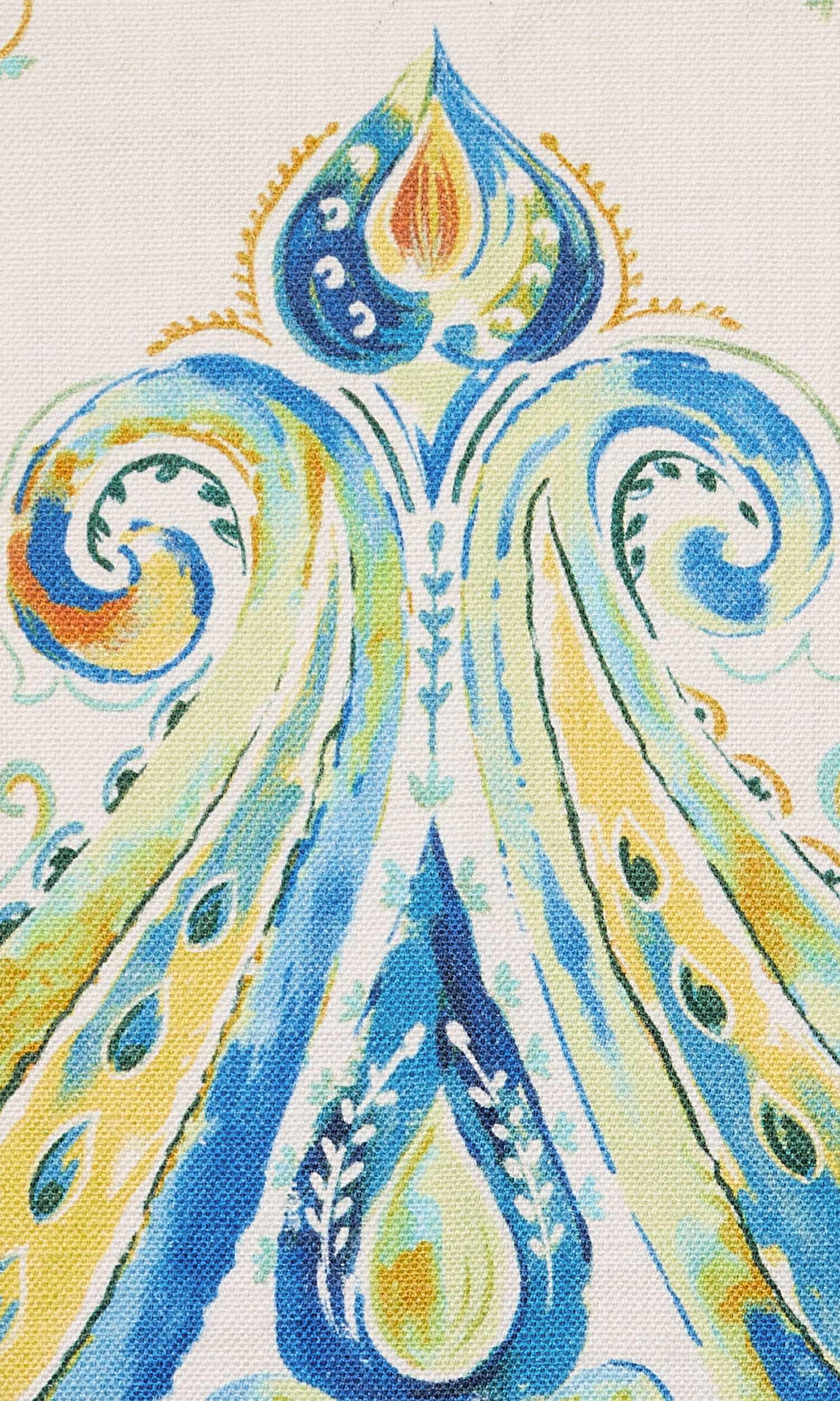 Paisley Print Home Textile Fabric Material By the Metre (Green/ Blue)