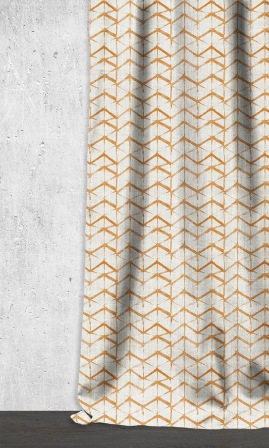 Geo Print Drapery (White/ Orange/ Brown)