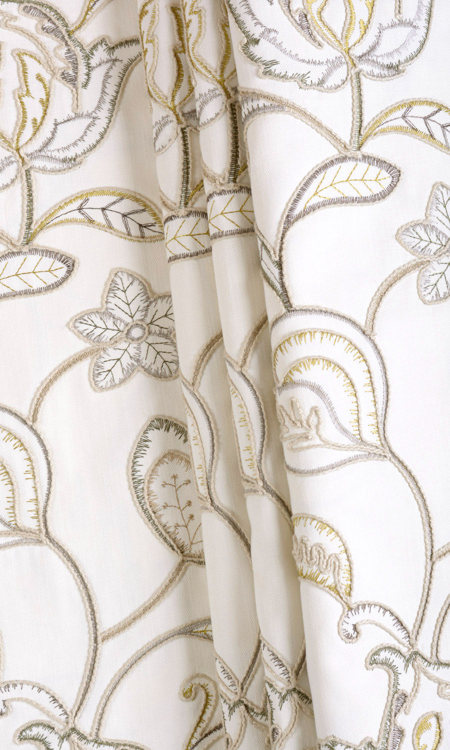 Embroidered Fabric Material By the Metre (Beige/ Gray/ Green/ White)