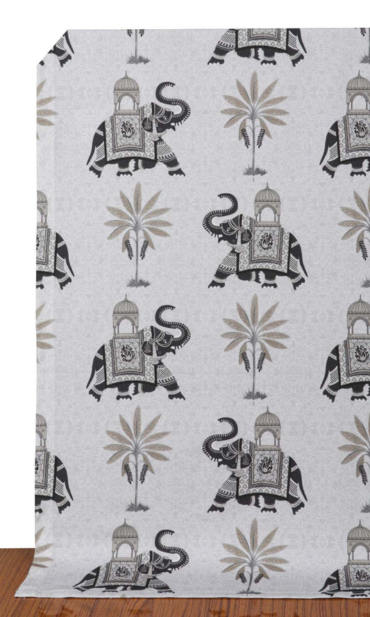 Black & white elephant print pure cotton curtains