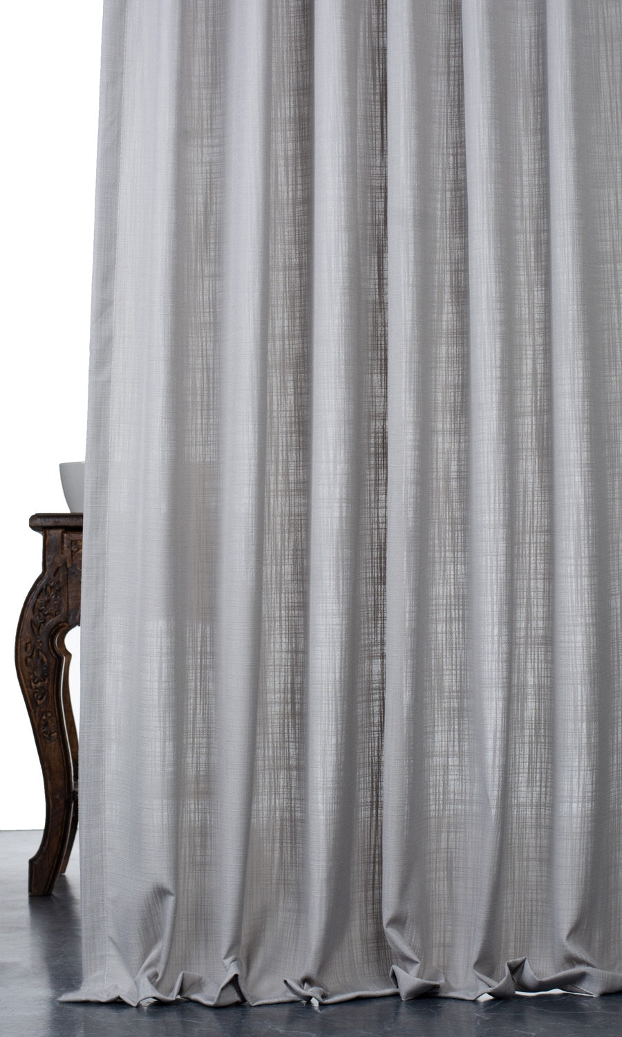 Linen-Texture Window Treatments Fabric By the Metre (Gray)