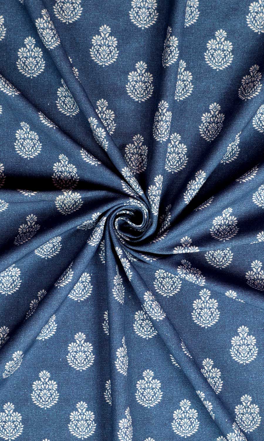 Floral Cotton Fabric Material By the Metre (Blue)