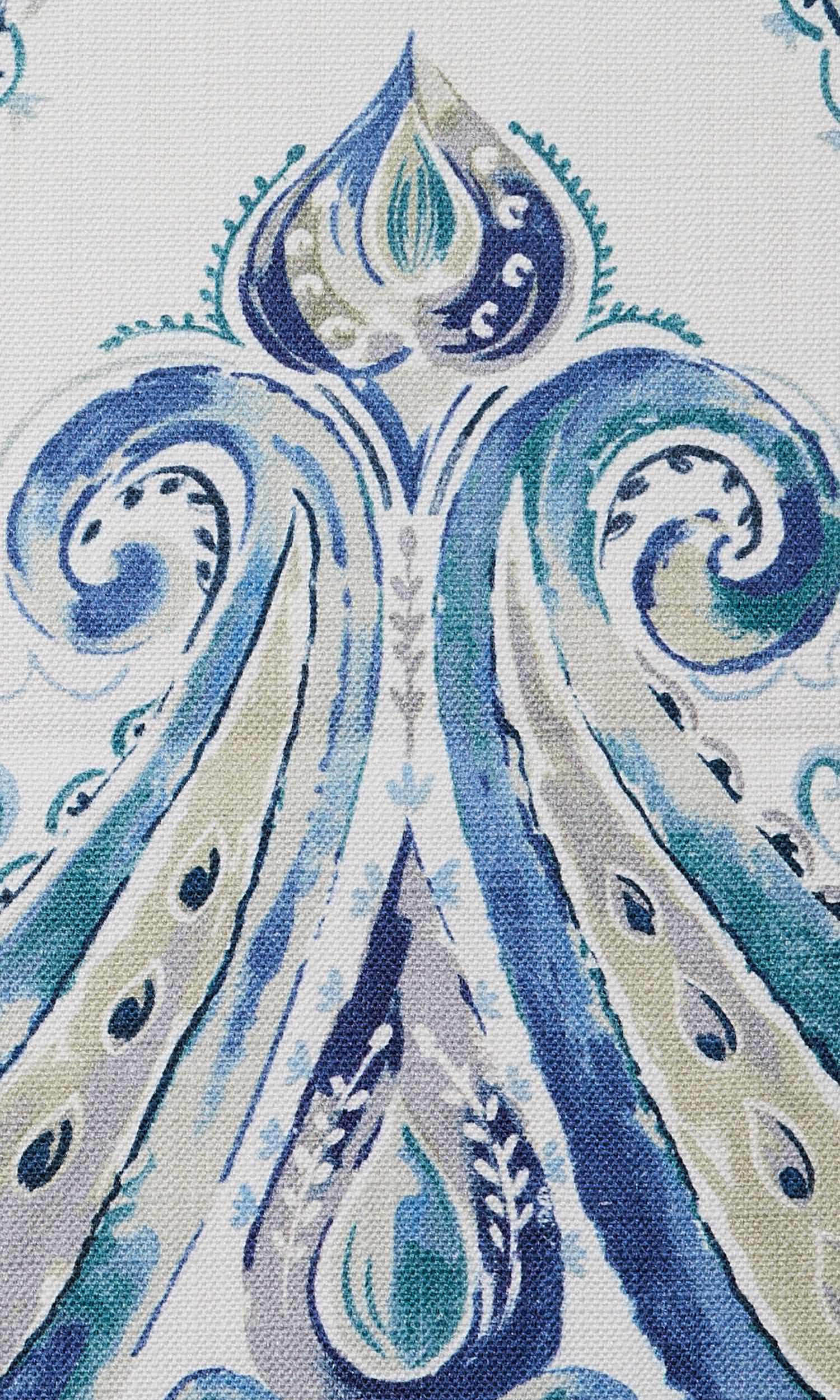Paisley Print Home Textile Fabric Material Sample (Blue)