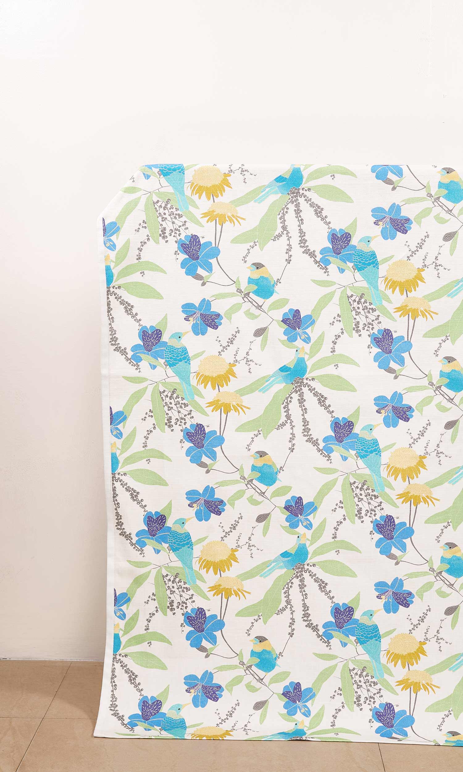Nature Print Window Treatments Fabric Sample (Blue/ Green/ Yellow)