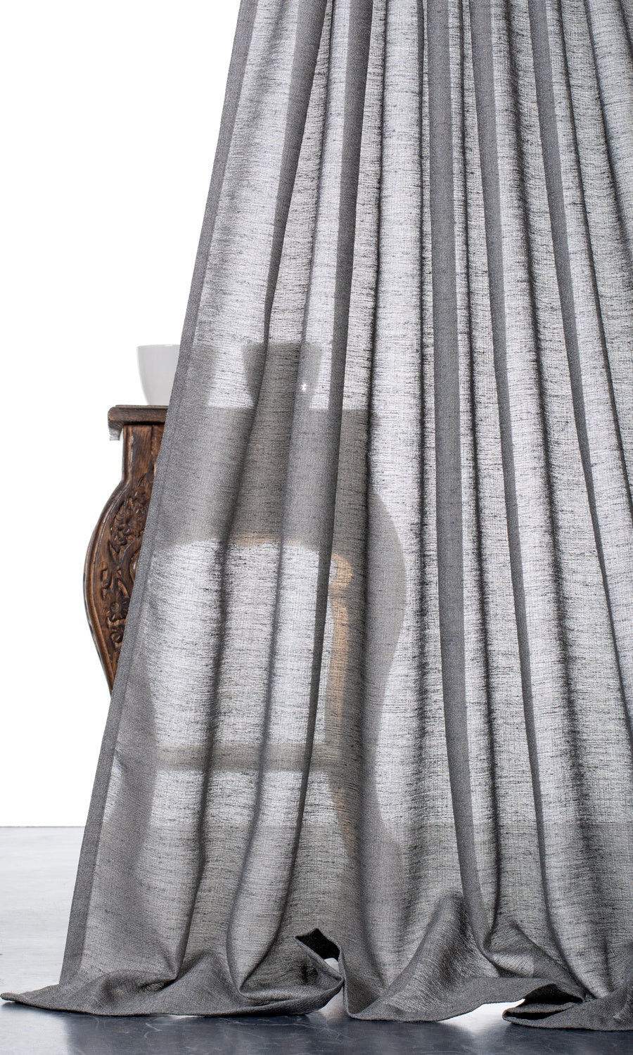 Plain Sheer Home Textile Fabric Material By the Metre (Dark Grey)