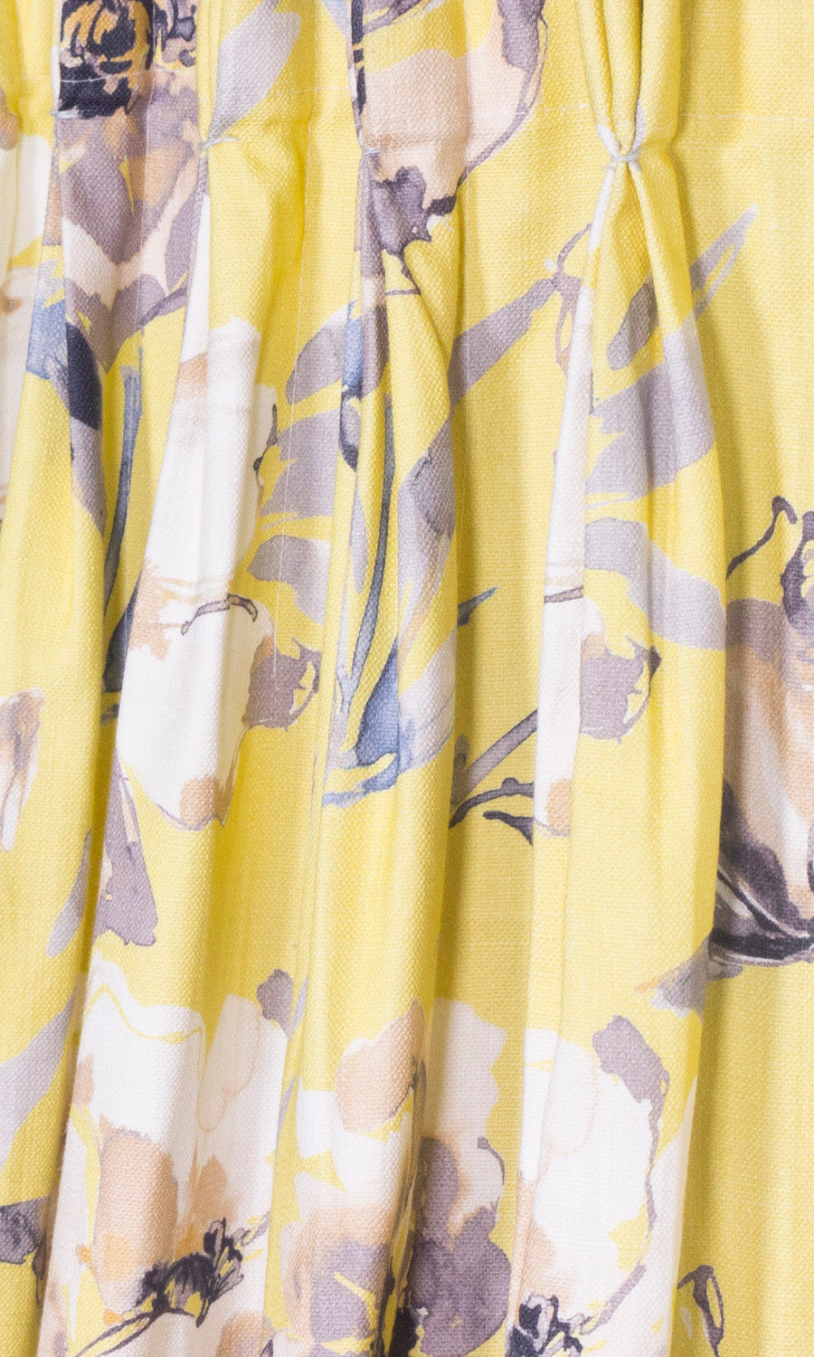 Floral Cotton Window Treatments Fabric Sample (Yellow)