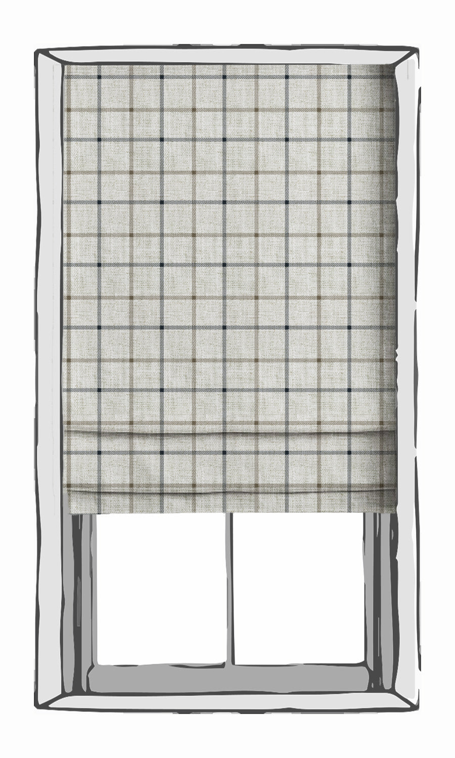 Check Patterned Fabric Material By the Metre (Oatmeal White)