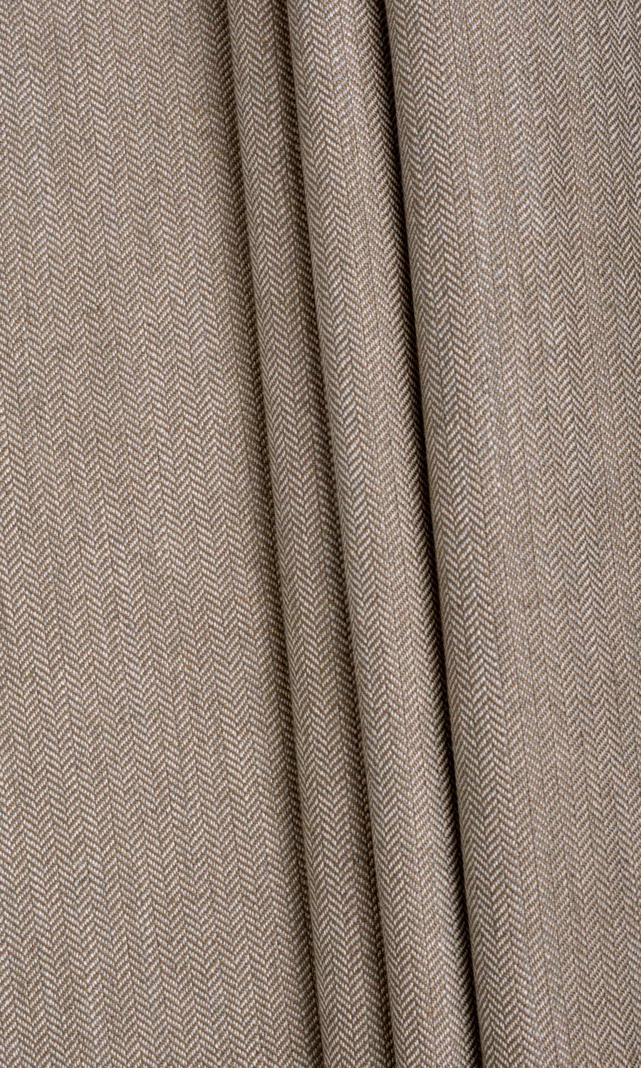 Herringbone Textured Fabric Material By the Metre (Brown)