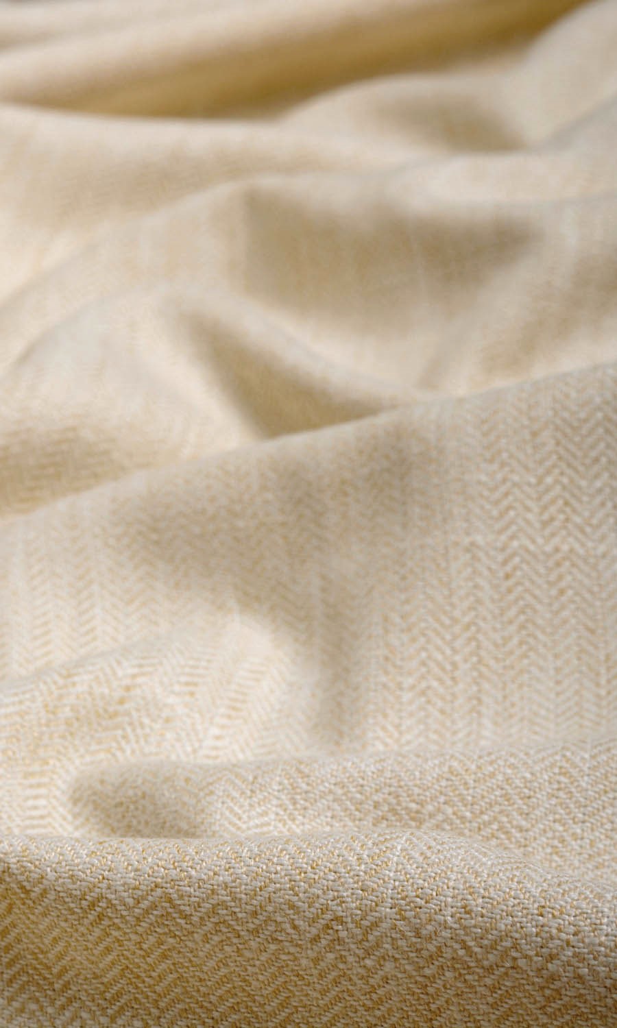 Herringbone Textured Fabric By the Metre for Curtains & Drapes (Ivory Beige)
