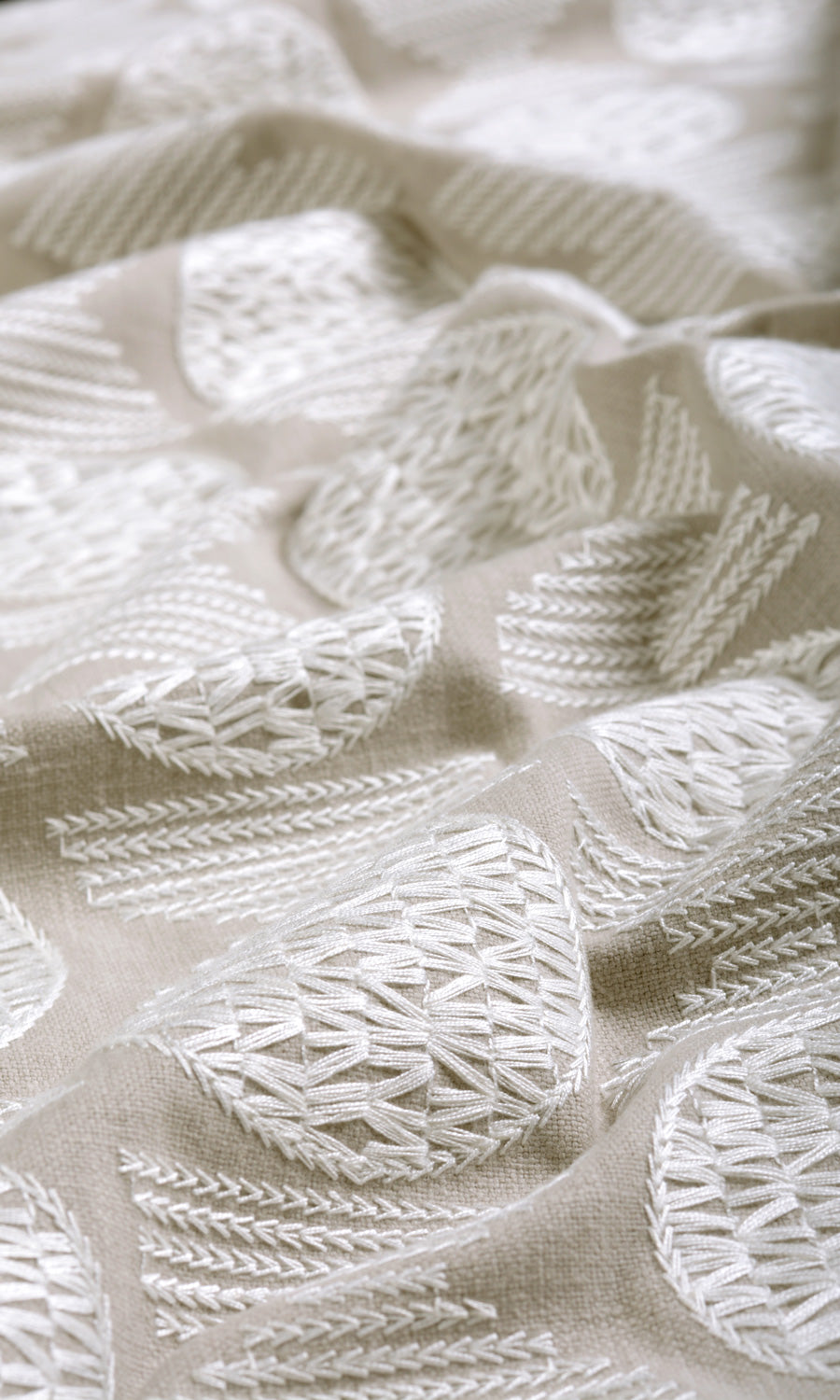 Geometric Patterned Fabric Sample for Curtains & Drapes (Oatmeal Beige)