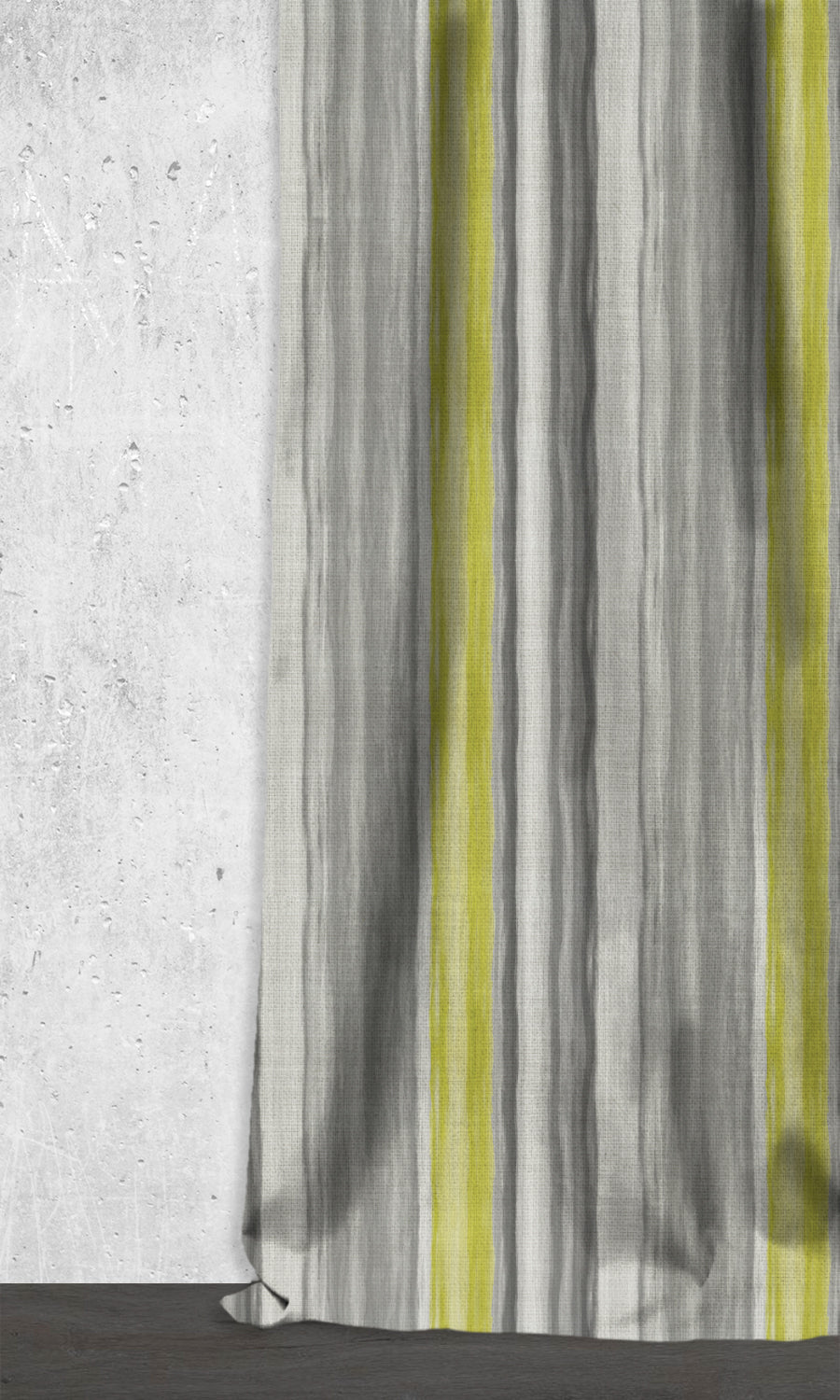 Modern Striped Window Treatments Fabric Sample (Pear Green/ Grey)