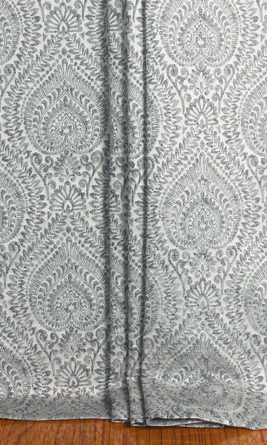 Textured Floral Window Treatments Fabric Sample (Grey/ Deep Blue)