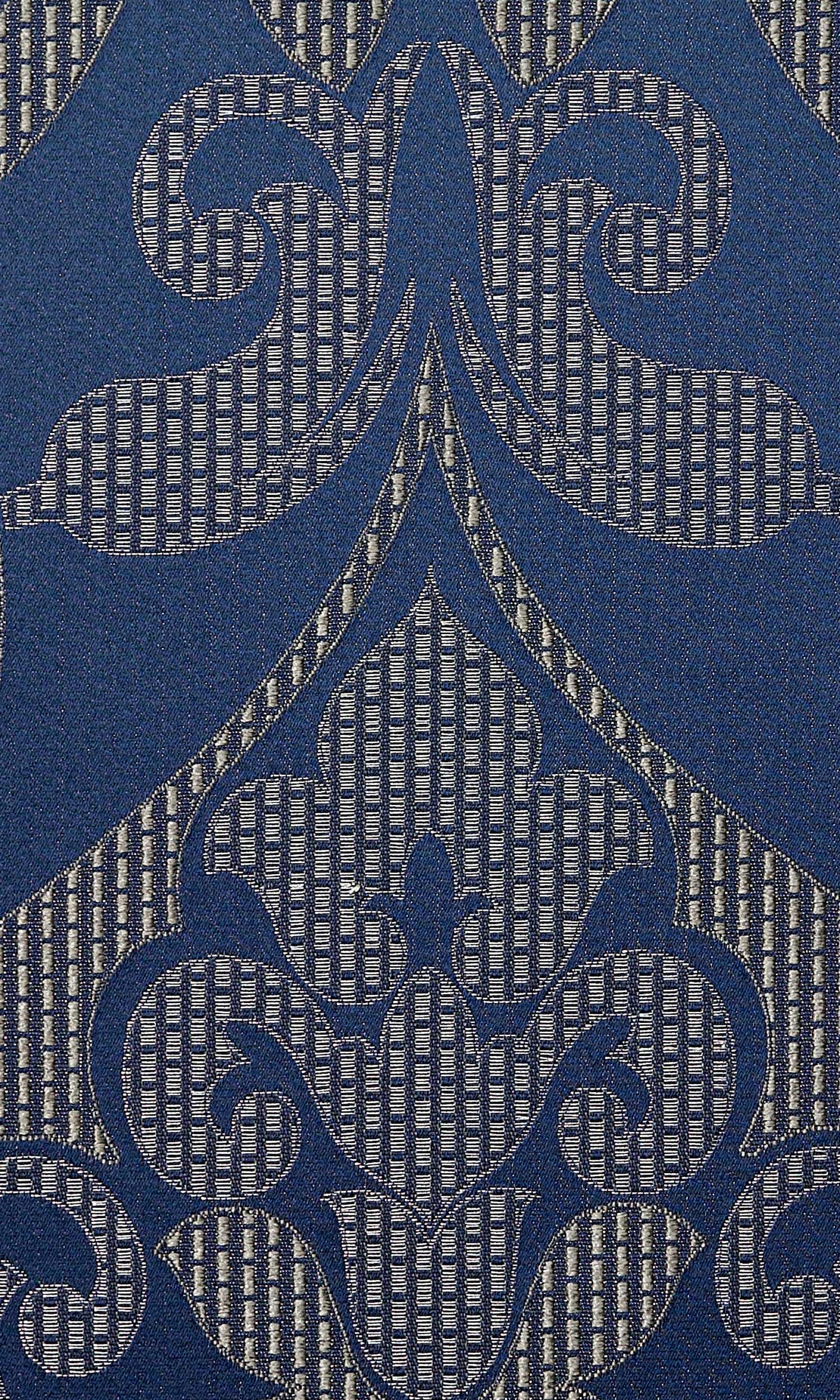 Self Patterned Home Textile Fabric Material By the Metre (Navy Blue/ Silvery Gray)