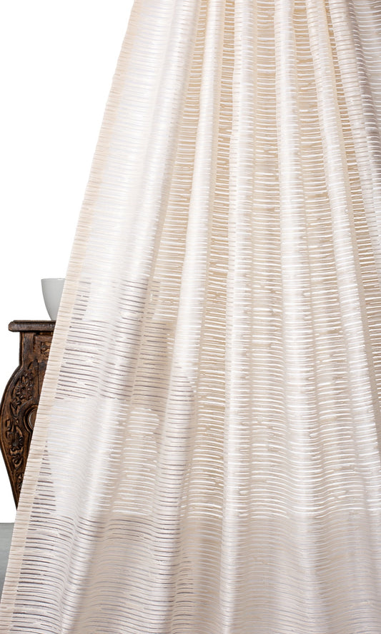 Striped Sheer Curtains (Ivory/ Beige)