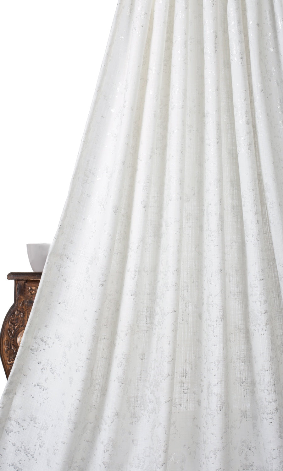 Metallic Abstract Print Home Décor Fabric Sample (White/ Silver)