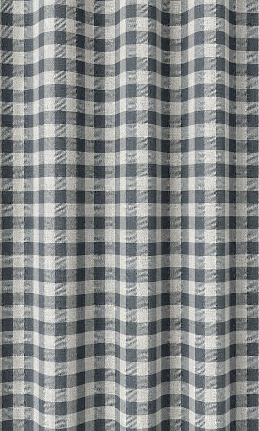 Check Patterned Home Décor Fabric By the Yard (Petrol Blue/ White)