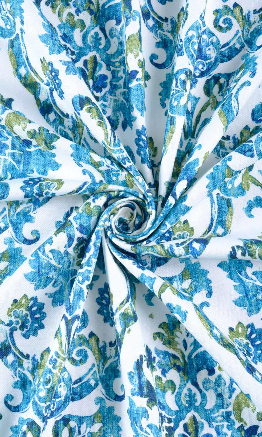 Damask Print Fabric By the Metre for Curtains & Drapes (Blue/ Green)