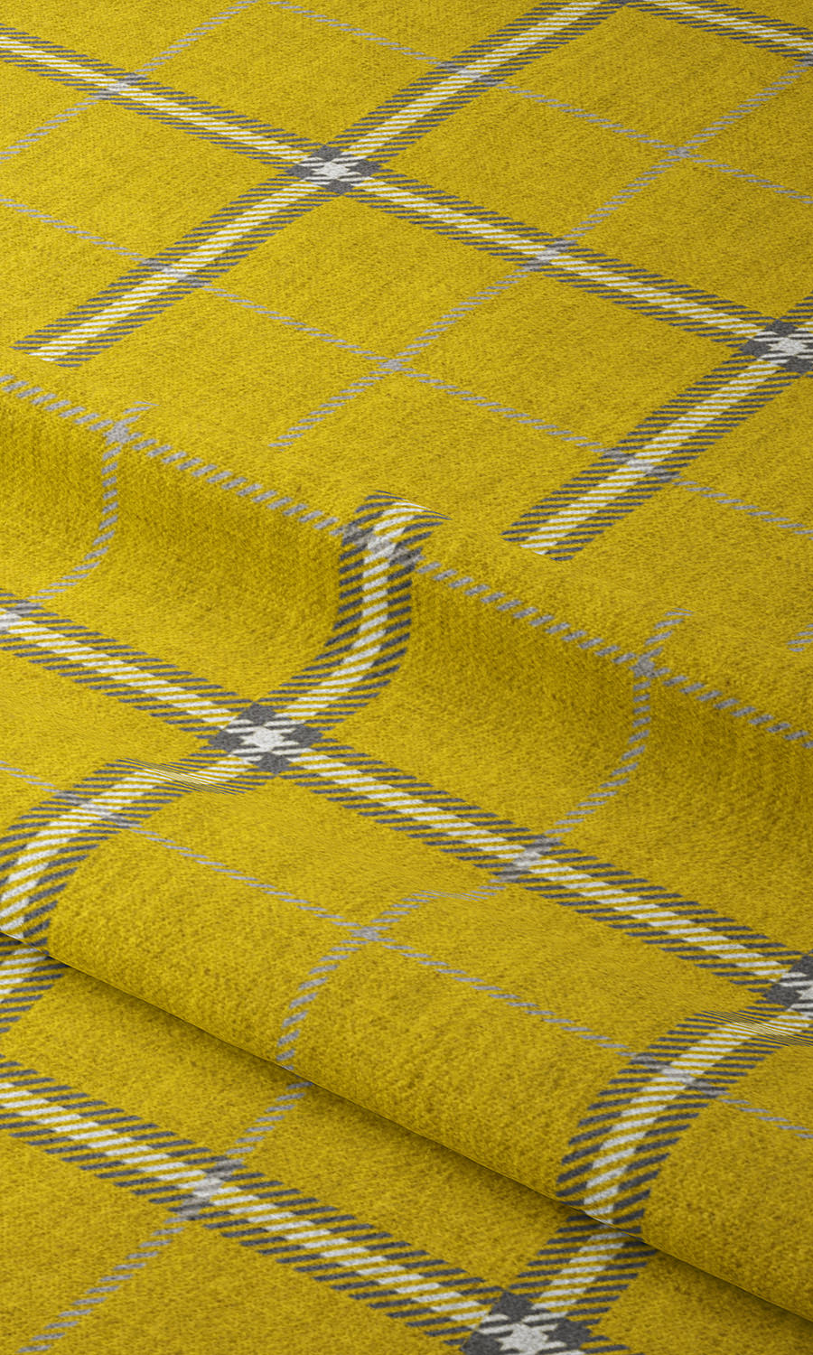 Check Patterned Home Textile Fabric Material Sample (Yellow)