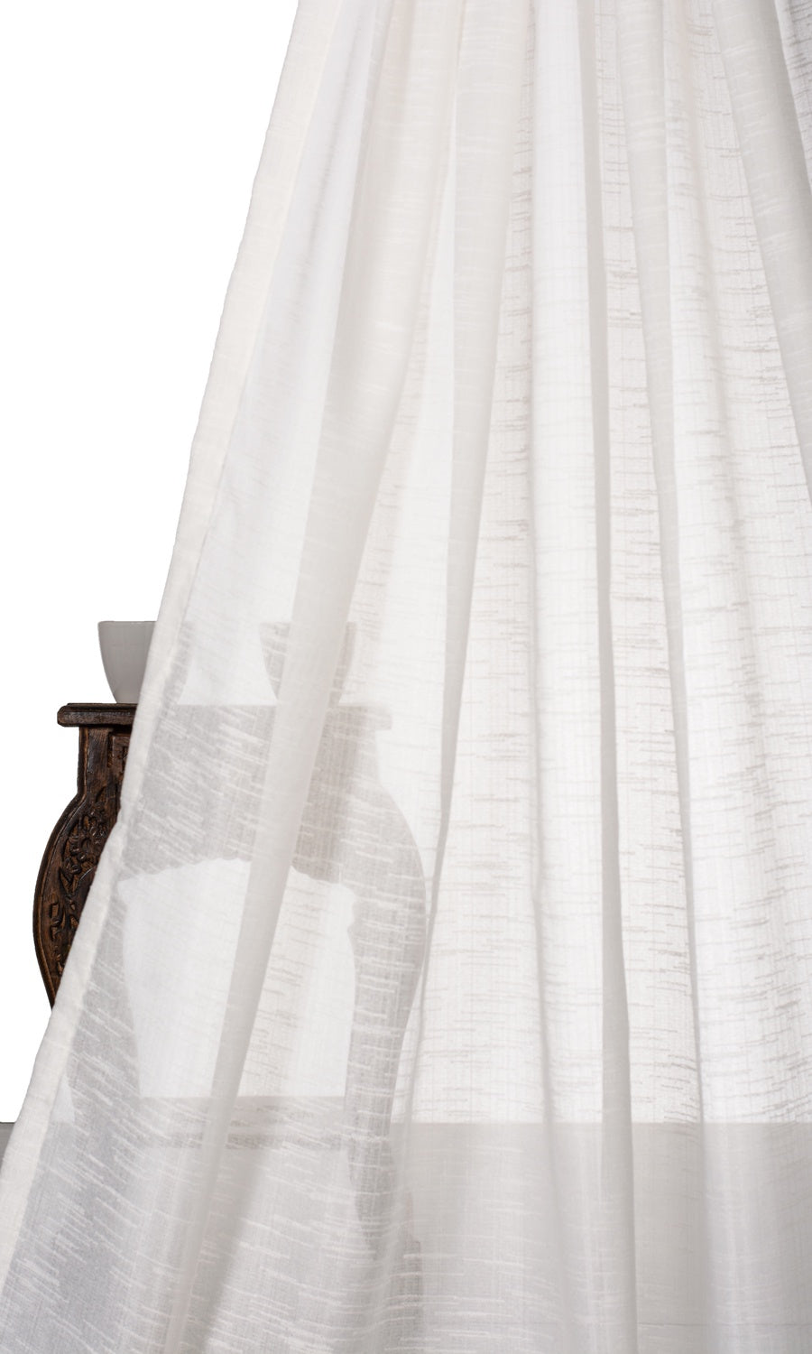 Textured Sheer Home Textile Fabric Material Sample (White)