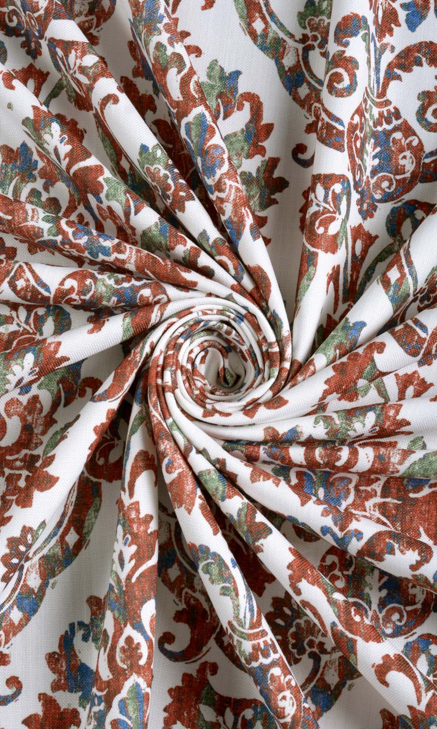 Damask Patterned Fabric By the Metre for Curtains & Drapes (Red/ Blue)