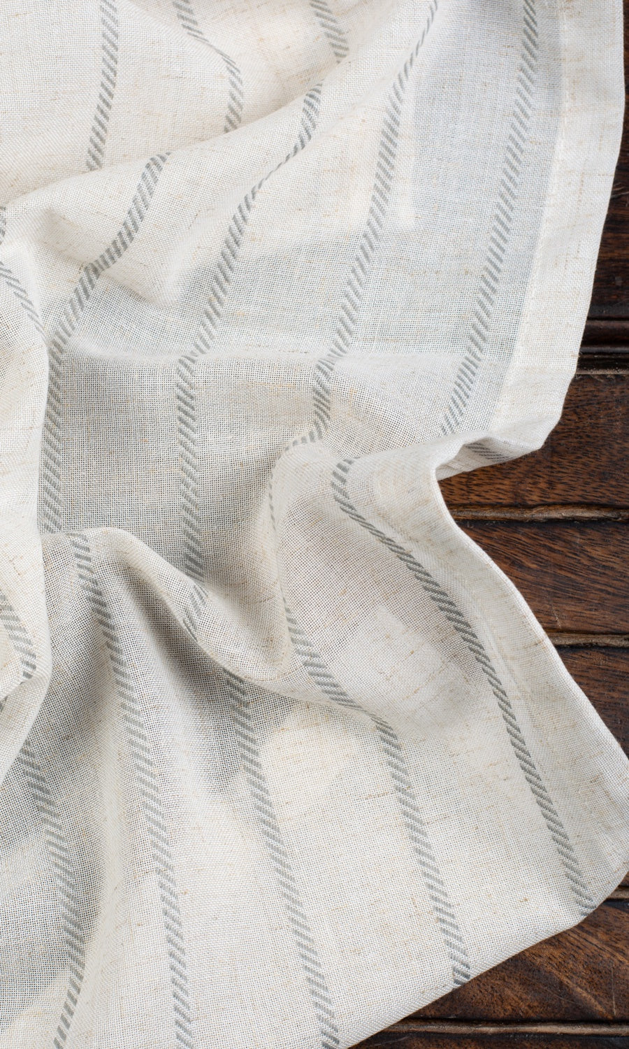 Striped Sheer Fabric By the Metre for Curtains & Drapes (Warm White/ Gray)