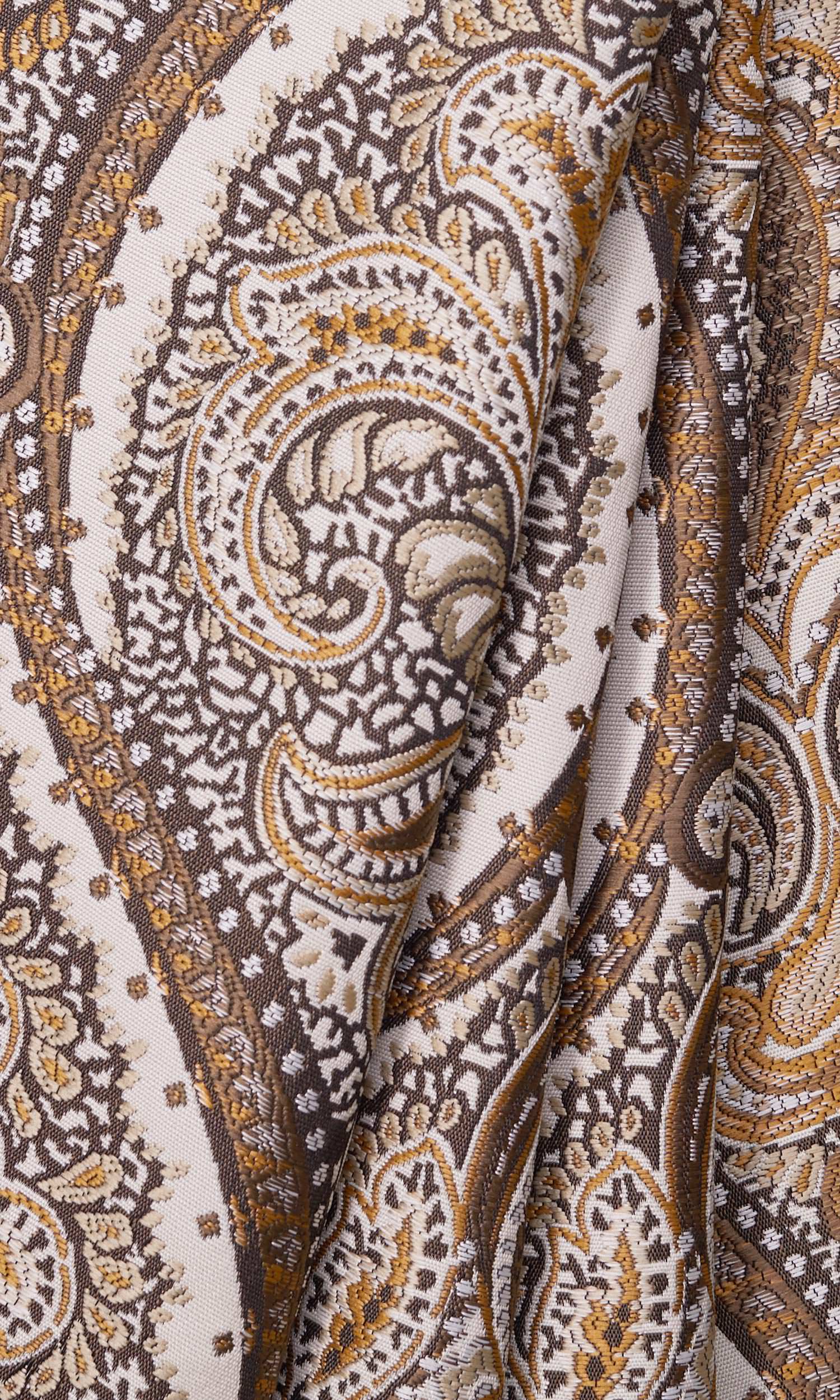 Damask Window Treatments Fabric Sample (Brown/ Yellow/ Umber)