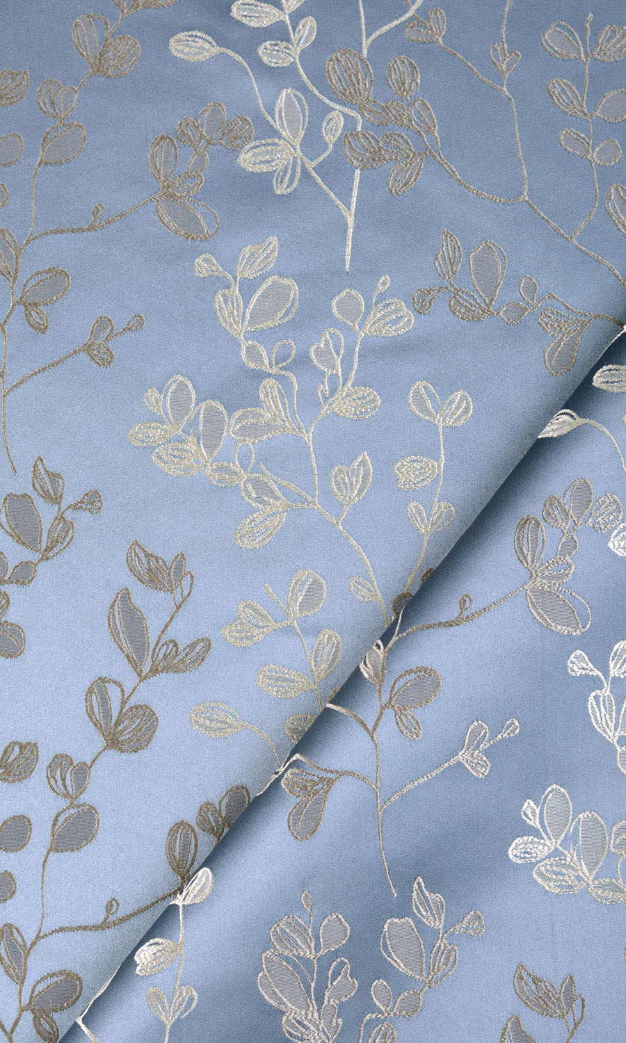 Floral Fabric Material By the Metre (Navy Blue/ Ivory-Beige)