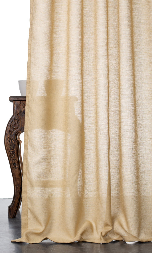 Sheer Home Décor Fabric Sample (Macaroon Beige/ Warm Yellow)
