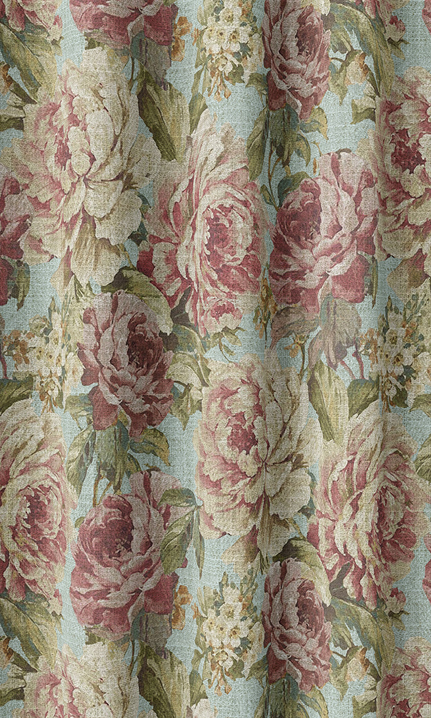 Classic Floral Patterned Home Textile Fabric Material Sample (Pink & Blue)