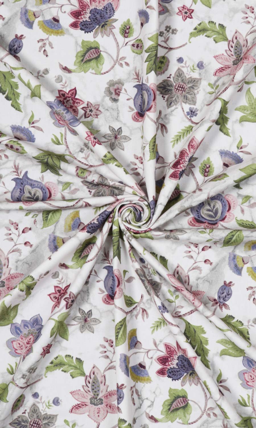 Floral Cotton Fabric Material By the Metre (Purple/ Pink/ Green)