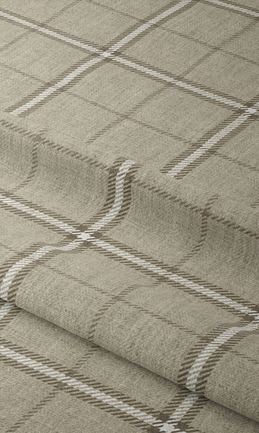 Checkered Window Treatments Fabric By the Metre (Grey-Beige/ Brown)