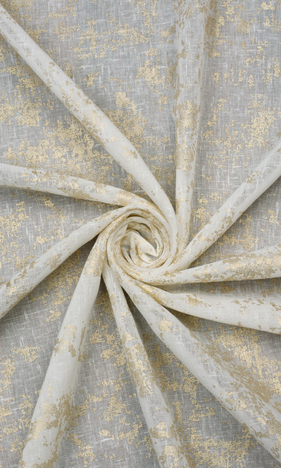 Metallic Print Semi-Sheer Fabric Material By the Metre (Cream/ Golden)