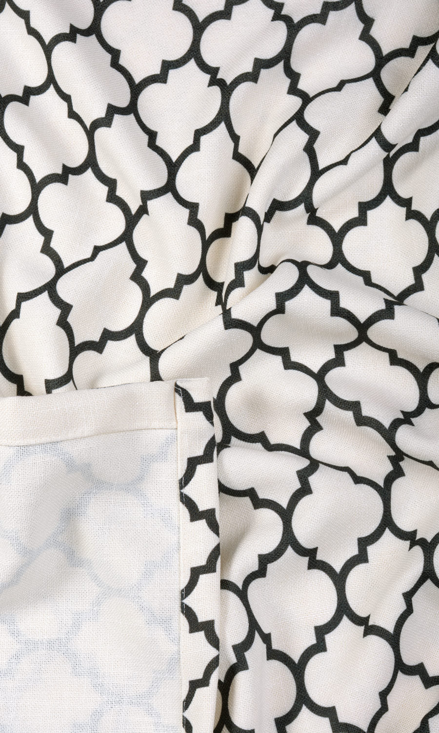 Moroccan Tiled Fabric By the Metre for Curtains & Drapes (Cream/ Black)