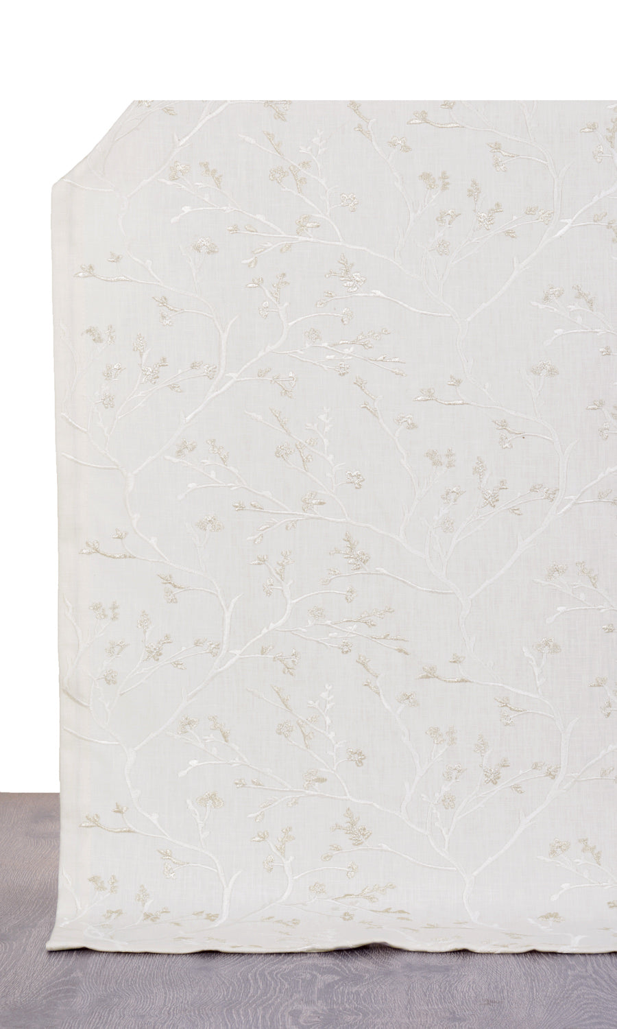 Floral Vine Patterned Fabric Sample for Curtains & Drapes (Pure White/ Gray)