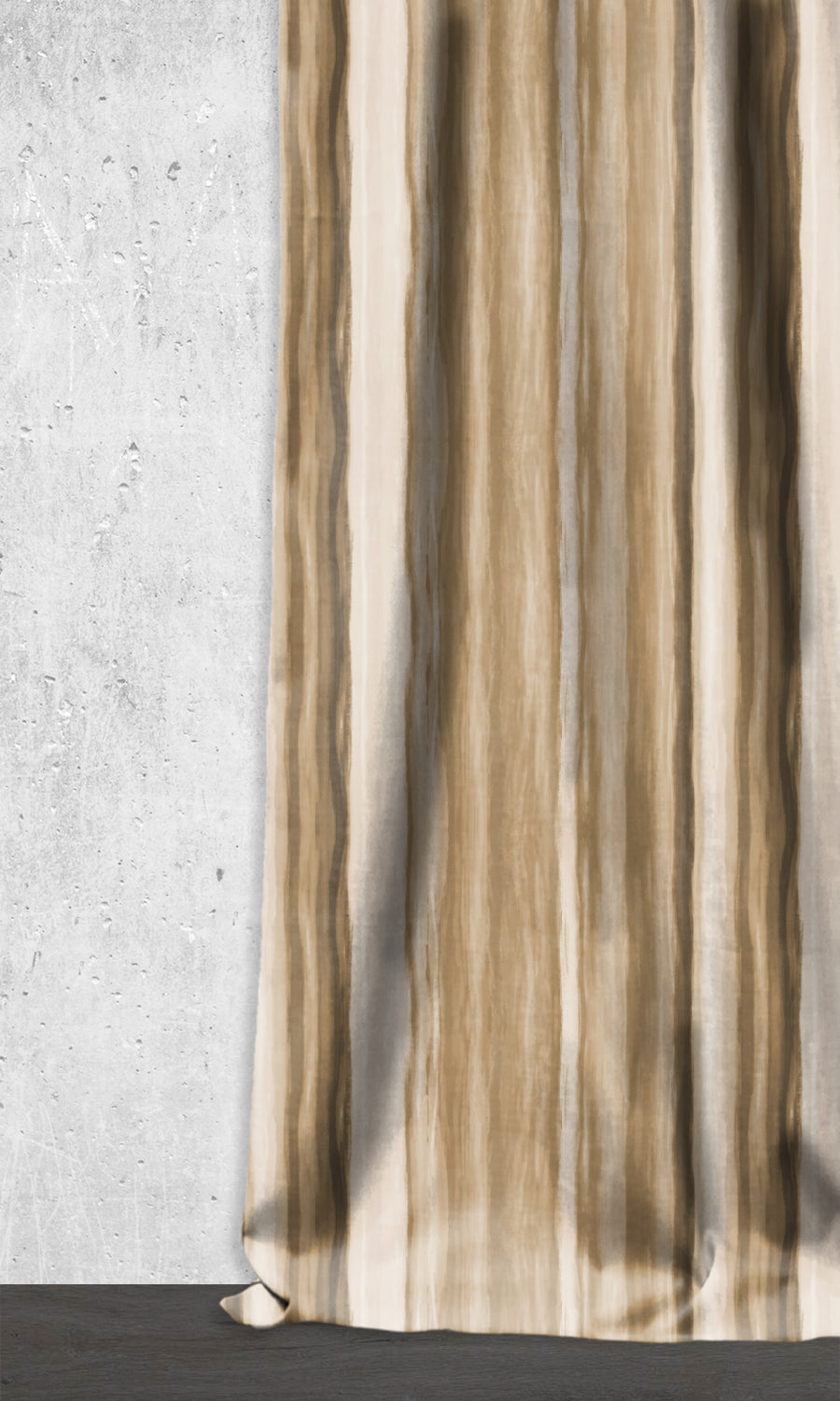 Room Darkening Striped Window Treatments Fabric By the Metre (Brown/ Beige)