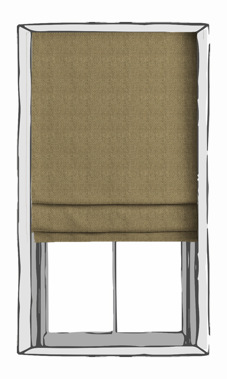 Herringbone Textured Window Treatments Fabric By the Metre (Olive Green)