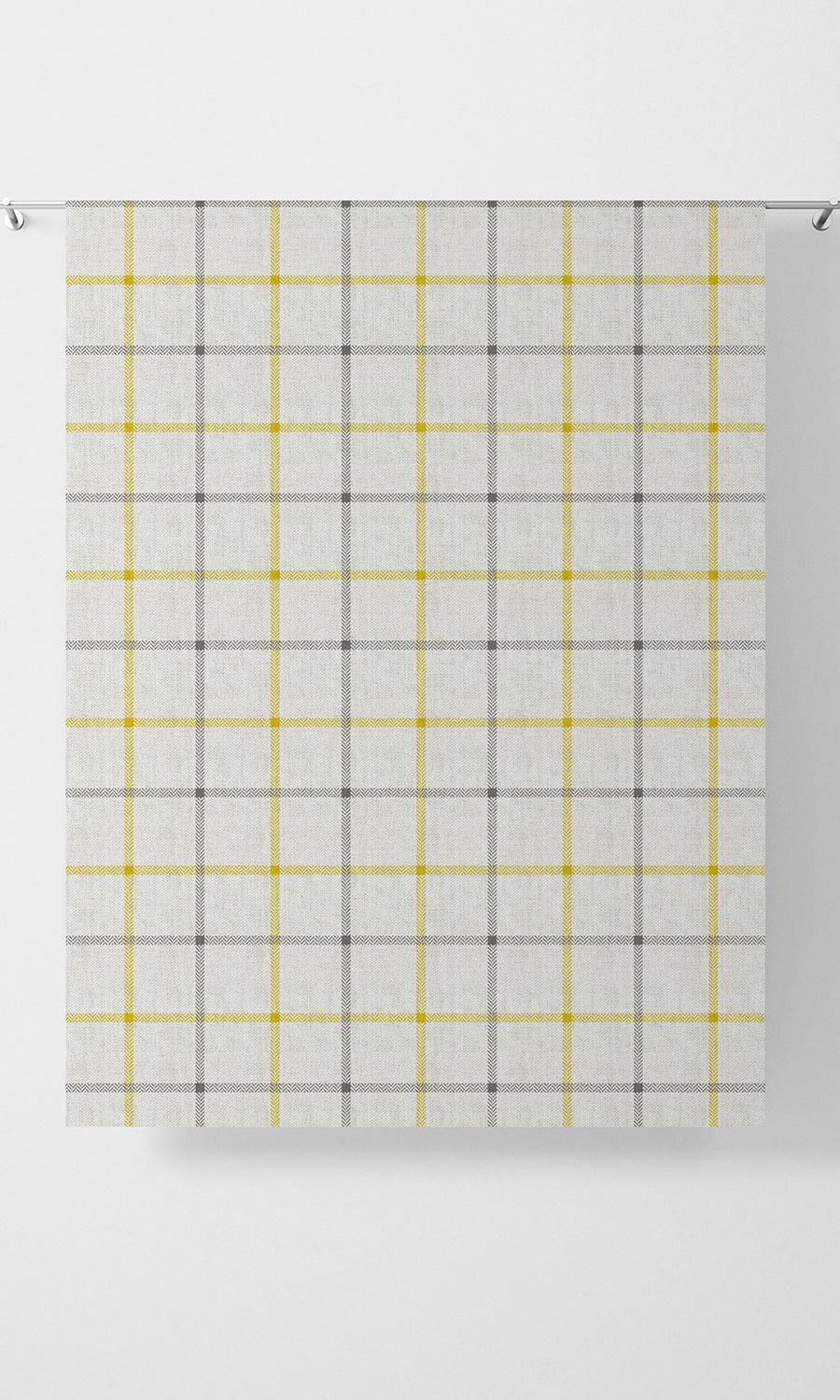 Check Print Free Fabric Material Sample (Linen White/ Yellow)