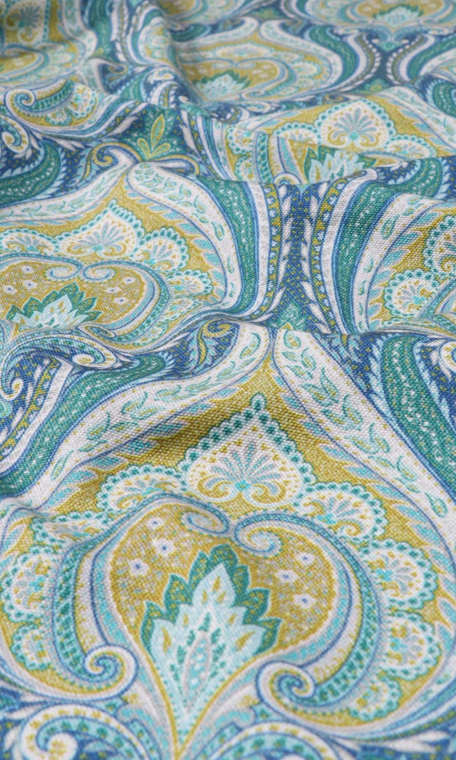 Floral Damask Home Textile Fabric Material Sample (Blue/ Green)