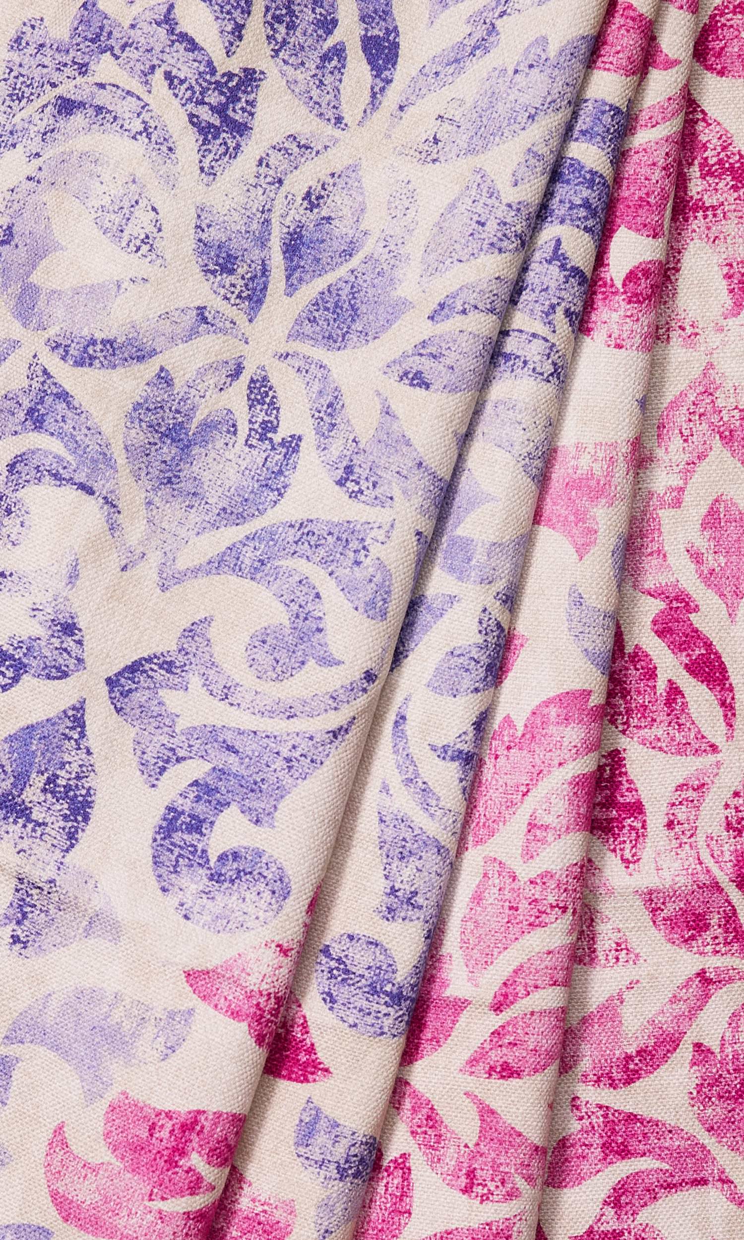 Printed Window Treatments Fabric Sample (Fuchsia Pink/ Purple)