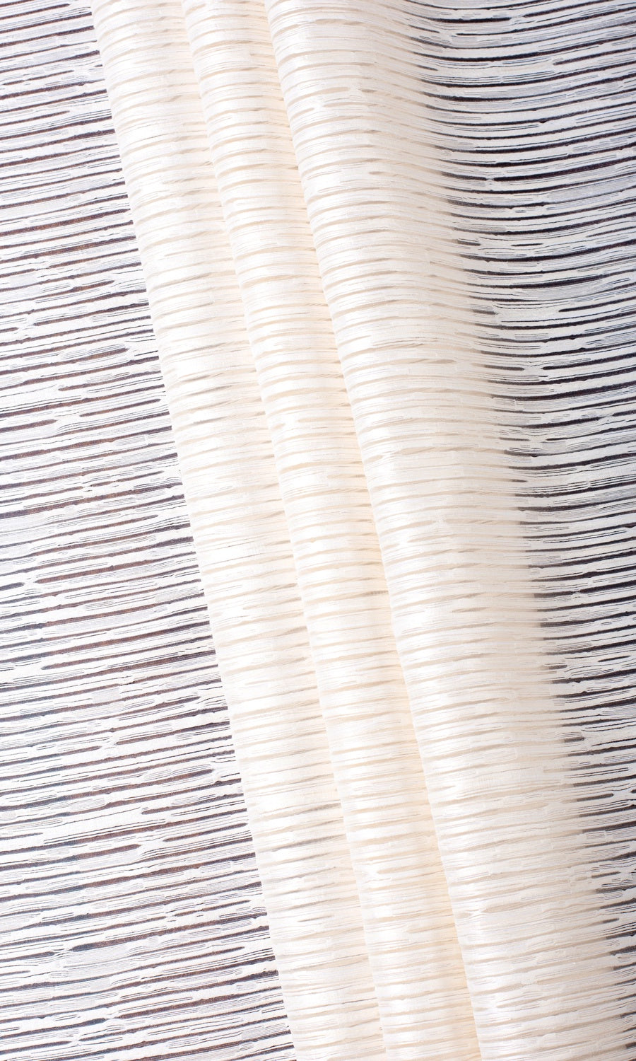 Striped Sheer Fabric Material By the Metre (Ivory/ Beige)