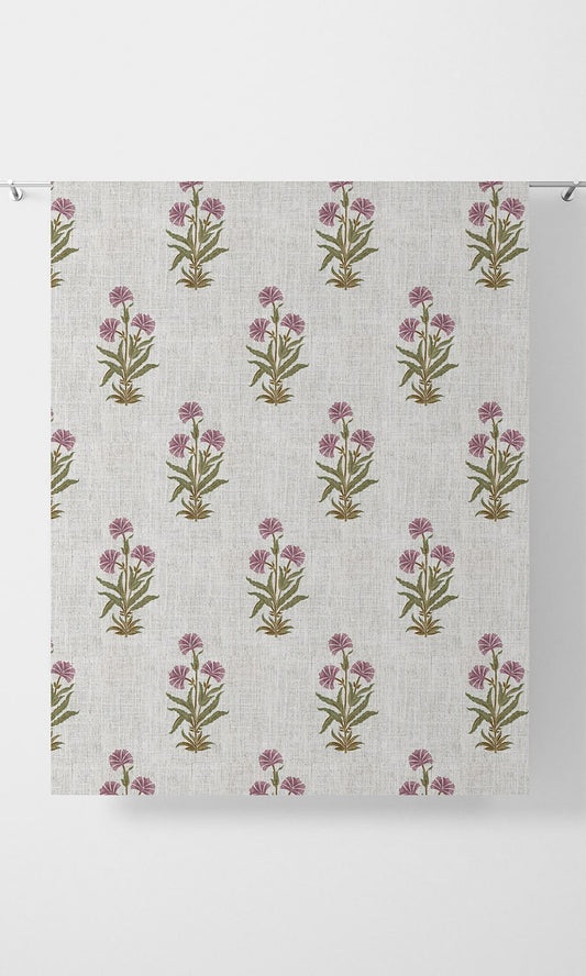 Floral Home Décor Fabric By the Yard (White/ Pink/ Green)