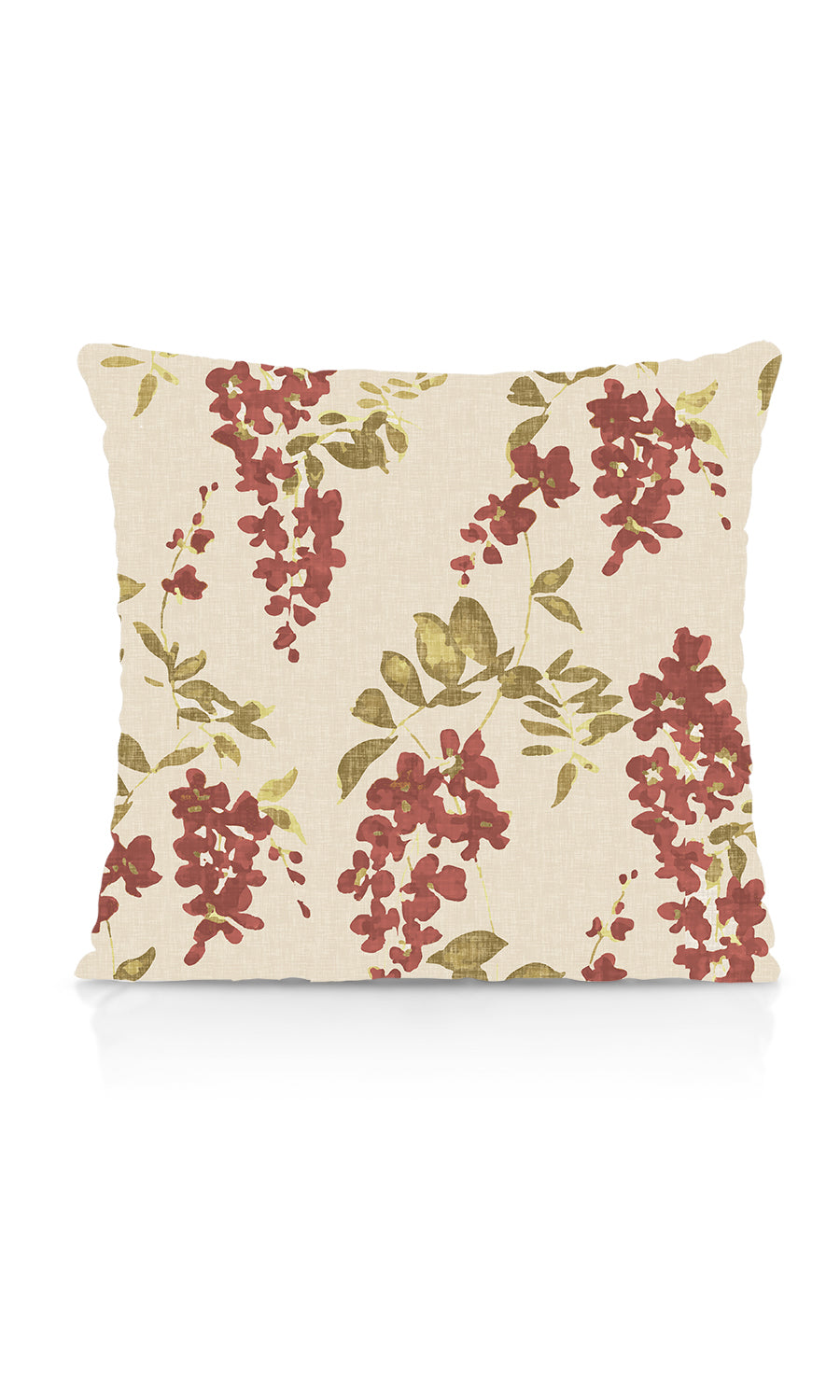 Dimout Floral Fabric Material By the Metre (Red/ Green/ Pale Grey)