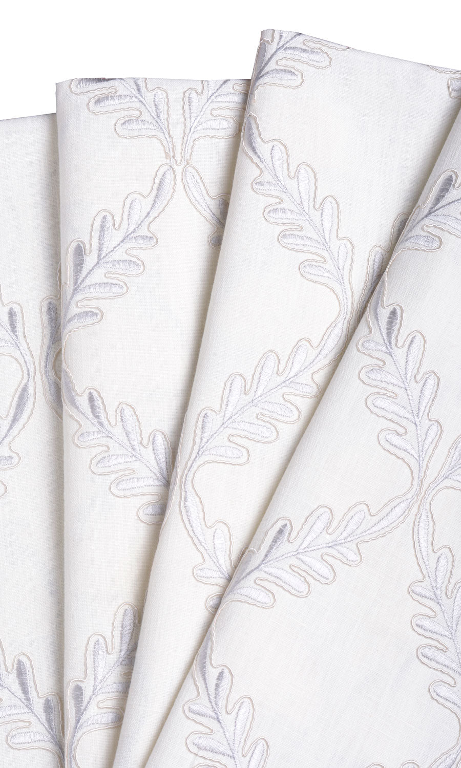 Poly-Linen Embroidered Fabric Material By the Metre (White/ Cream)