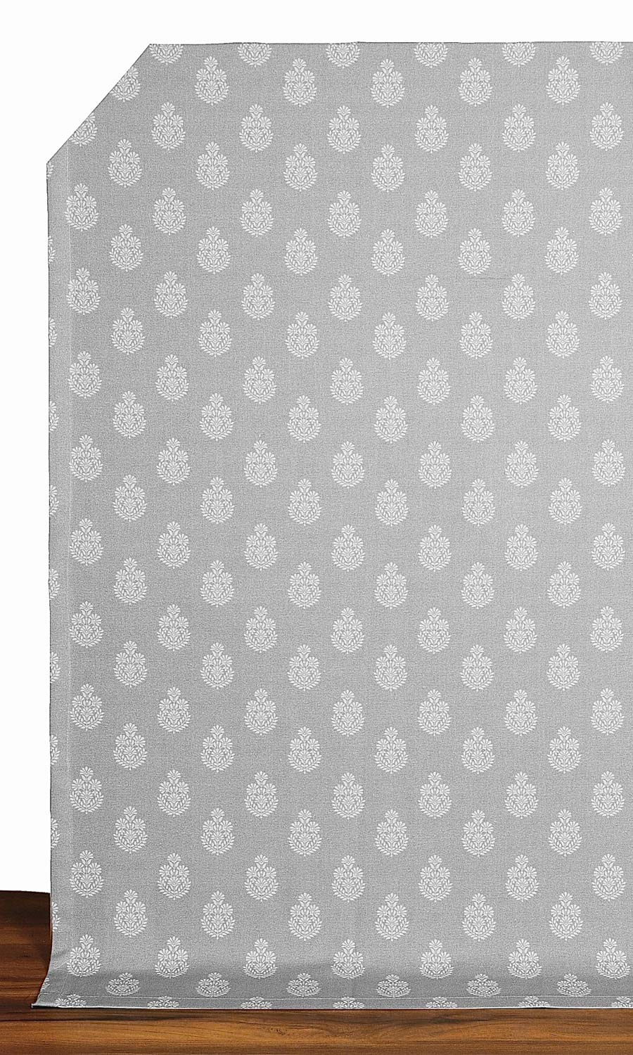 Floral Cotton Window Treatments Fabric Sample (Silver Grey)