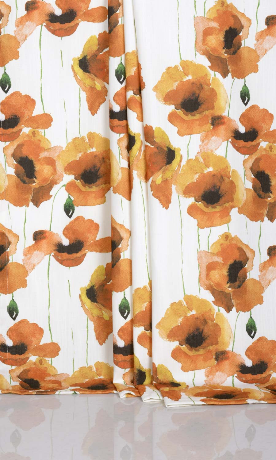 Floral Print Window Treatments Fabric By the Metre (Orange/ Yellow)