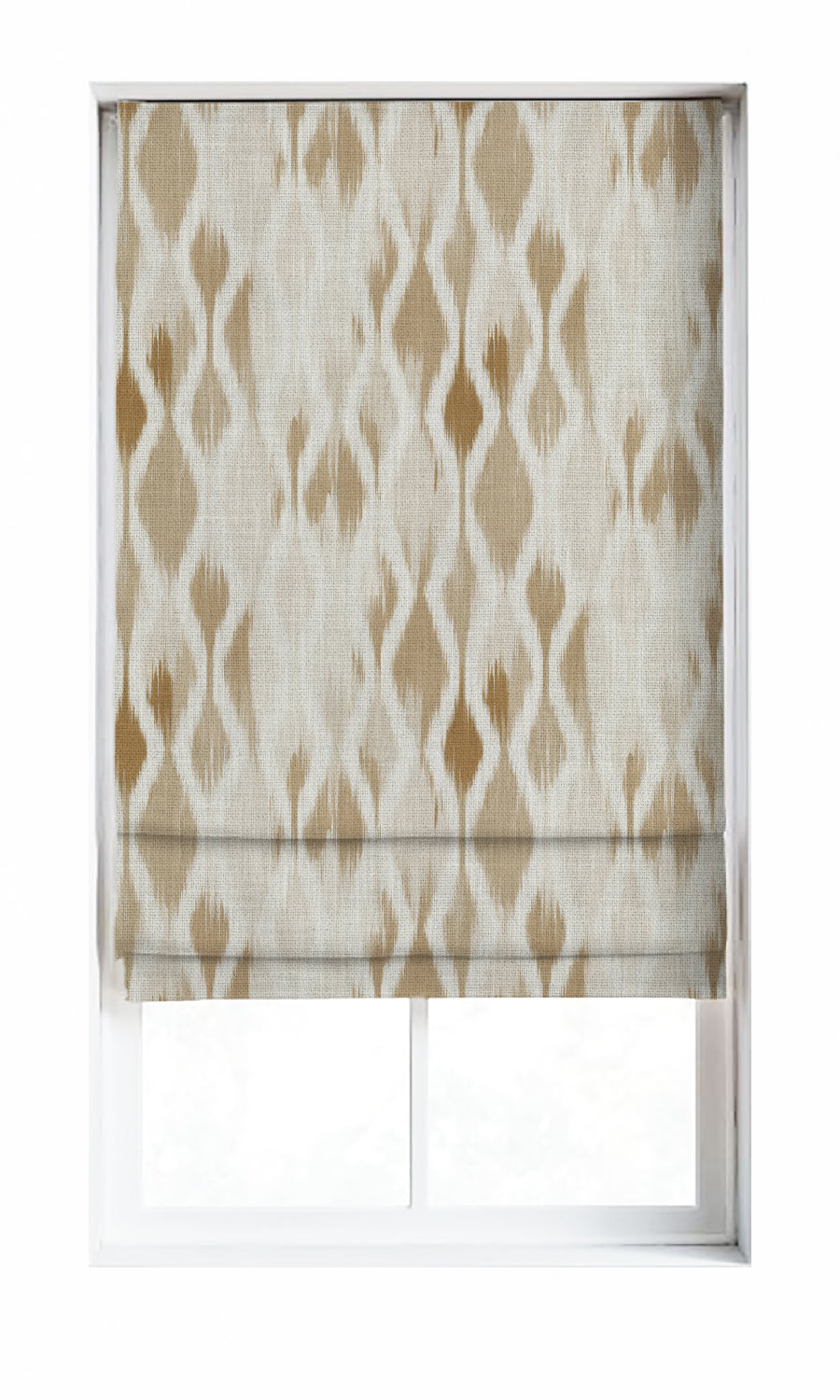 Ikat-Style Window Treatments Fabric Sample (Eggshell White/ Pale Brown)
