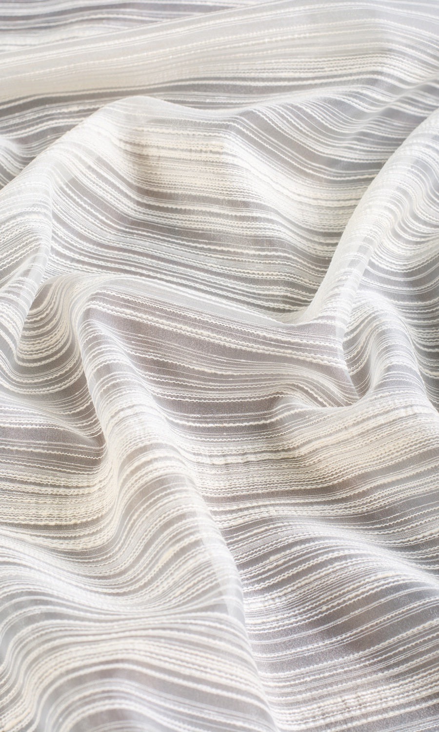 Striped Sheer Fabric Sample for Curtains & Drapes (Ivory/ Cream)
